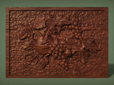 A beautiful grape bas-relief 3D Print Model