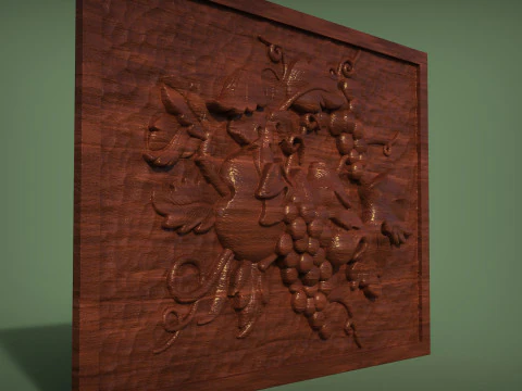 A beautiful grape bas-relief 3D Print Model