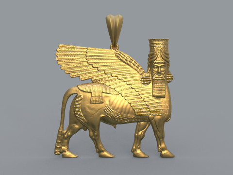 Assyrian winged bull pendant 3D Print Model