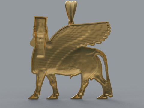 Assyrian winged bull pendant 3D Print Model