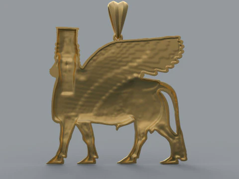 Assyrian winged bull pendant 3D Print Model