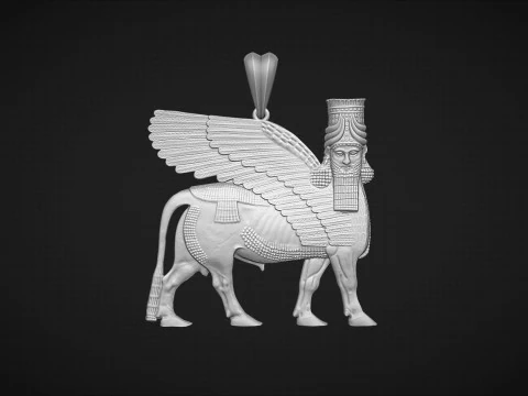 Assyrian winged bull pendant 3D Print Model