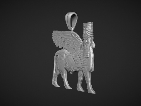 Assyrian winged bull pendant 3D Print Model