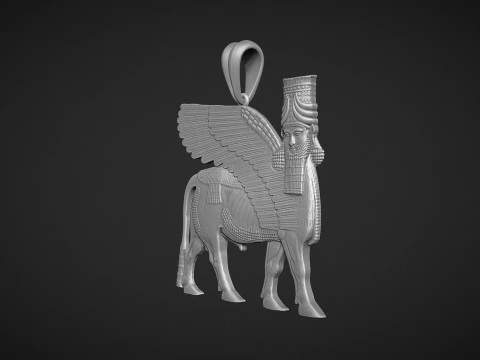 Assyrian winged bull pendant 3D Print Model