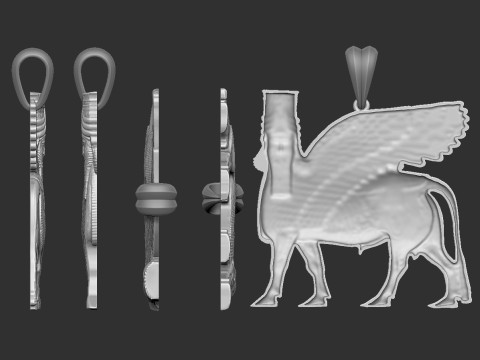 Assyrian winged bull pendant 3D Print Model