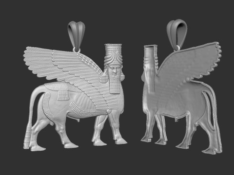 Assyrian winged bull pendant 3D Print Model