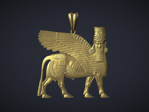 Assyrian winged bull pendant 3D Print Model