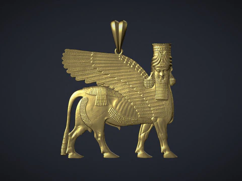 Assyrian winged bull pendant 3D Print Model