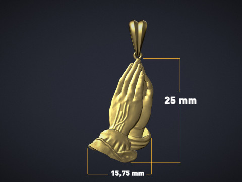 Praying Hands Pendant Model Cetak 3D