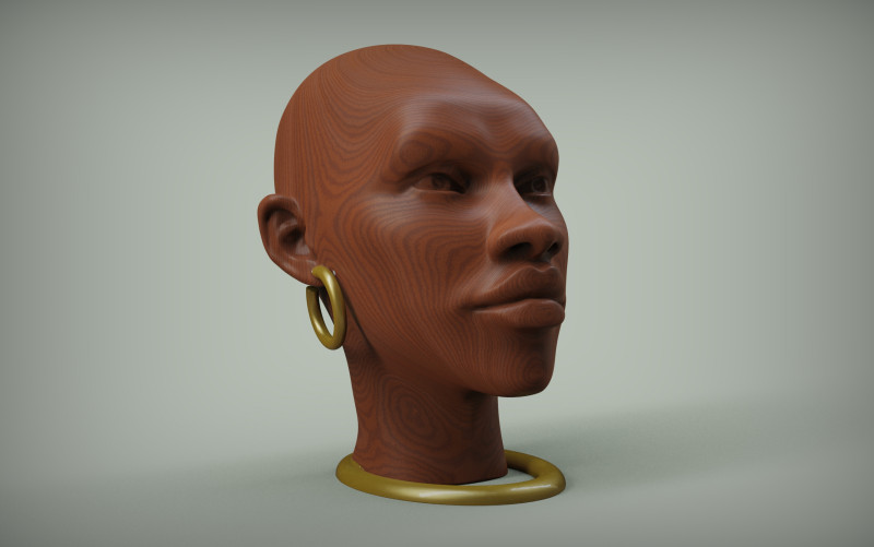 African Woman Head Figure Modello di stampa 3D .c4d .max .obj .3ds .fbx .stl .blend