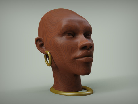 African Woman Head Figure 3D Print Model