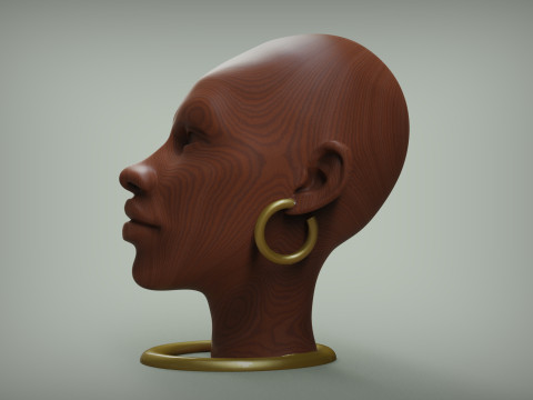 African Woman Head Figure Modello di stampa 3D