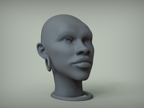 African Woman Head Figure Modello di stampa 3D