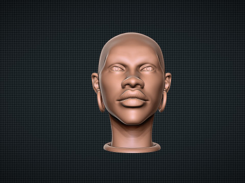 African Woman Head Figure Modello di stampa 3D