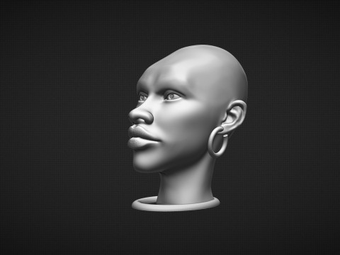African Woman Head Figure Modello di stampa 3D