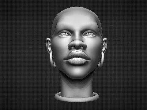 African Woman Head Figure Modello di stampa 3D