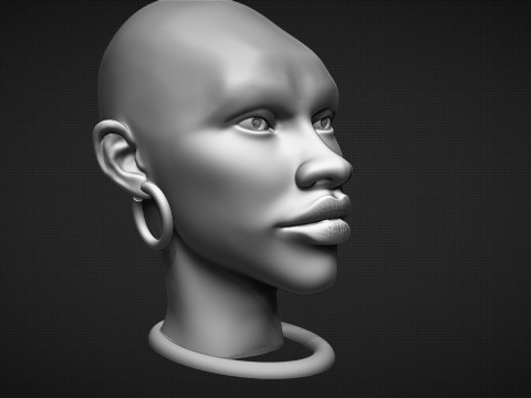 African Woman Head Figure Modello di stampa 3D