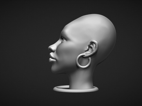 African Woman Head Figure Modello di stampa 3D