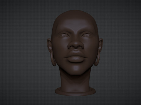 African Woman Head Figure Modello di stampa 3D