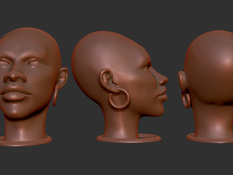 African Woman Head Figure Modello di stampa 3D