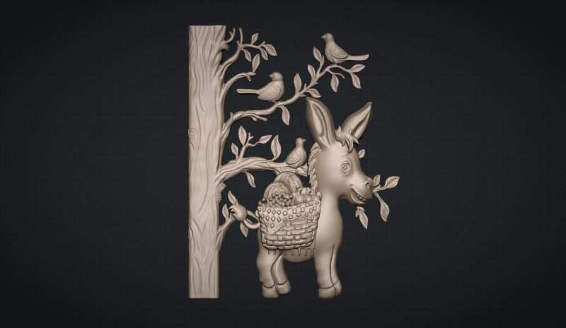 Donkey Bas Relief Model do druku 3D .c4d .max .obj .3ds .fbx .stl .blend 