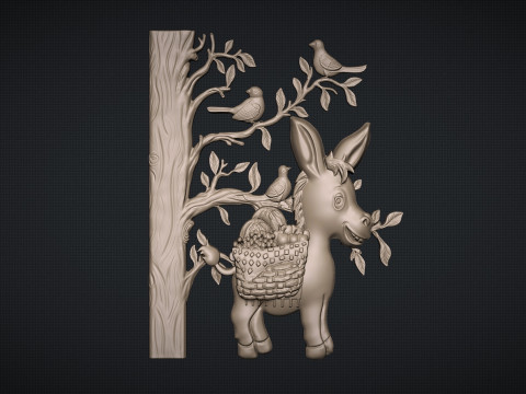 Donkey Bas Relief 3D Print Model