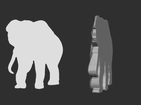 Elephant Bas Relief 3D Принт Модель