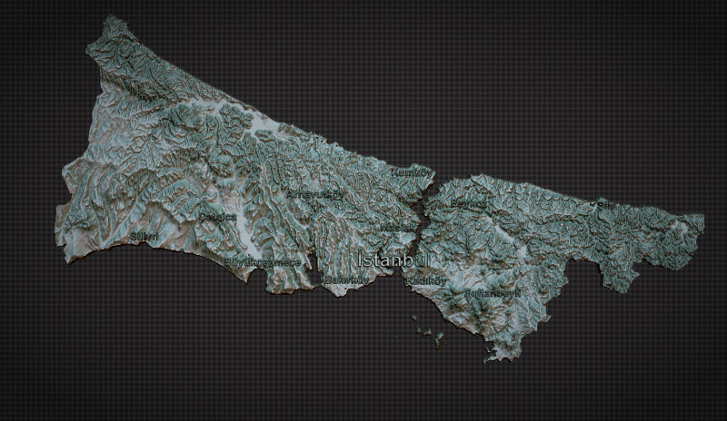 Istanbul City 3d map 3D Baskı Modeli .c4d .max .obj .3ds .fbx .stl .blend 