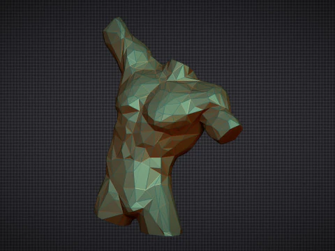 Male Torso Low Poly 3D Print Model