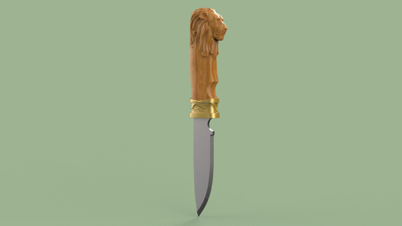 Lion Head Knife 3D Print Model .c4d .max .obj .3ds .fbx .stl .blend 
