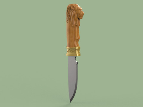 Lion Head Knife 3D Print Model