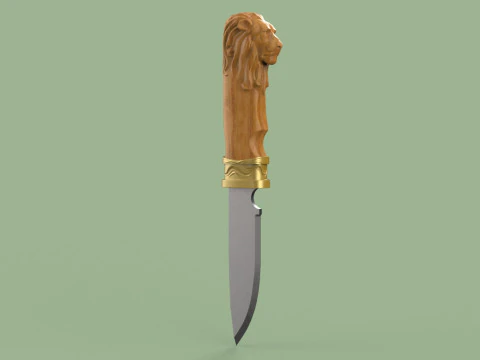 Ніж з головою лева 3D Принт Модель