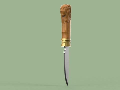 Lion Head Knife 3D Print Model