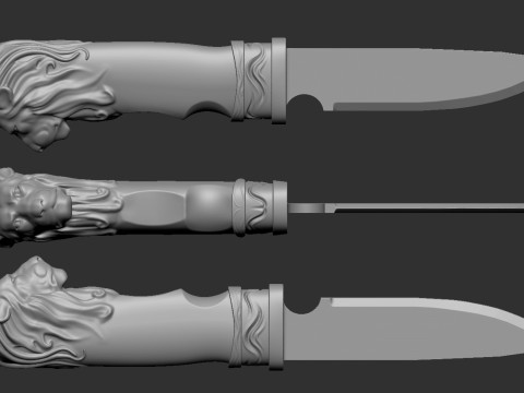 Lion Head Knife 3D Print Model