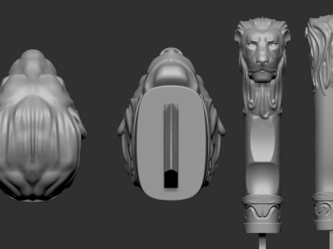 Lion Head Knife 3D Print Model