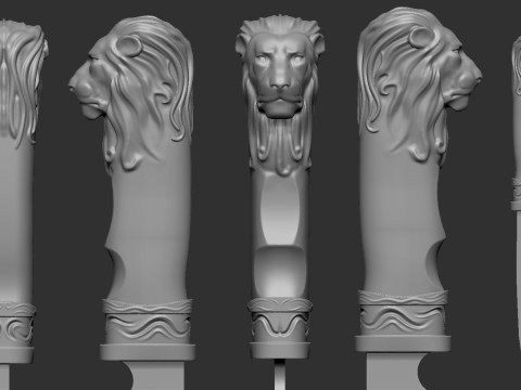 Lion Head Knife 3D Print Model