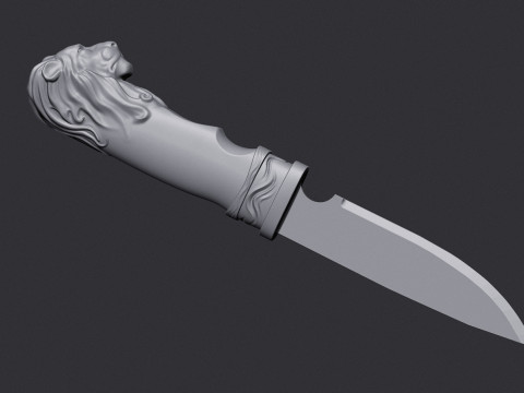 Lion Head Knife 3D Print Model