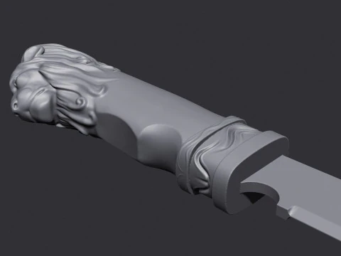 Lion Head Knife 3D Print Model