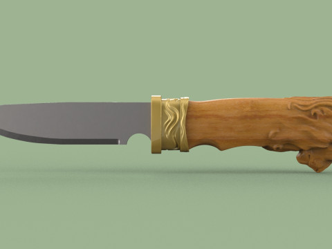 Lion Head Knife 3D Print Model