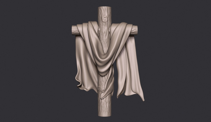 Wooden Cross Low-poly 3D 프린트 모델 .c4d .max .obj .3ds .fbx .stl .blend 