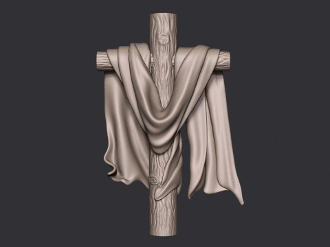 Croce di legno a basso numero di poligoni Modello di stampa 3D