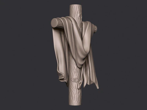 Wooden Cross Low-poly 3D Print Model