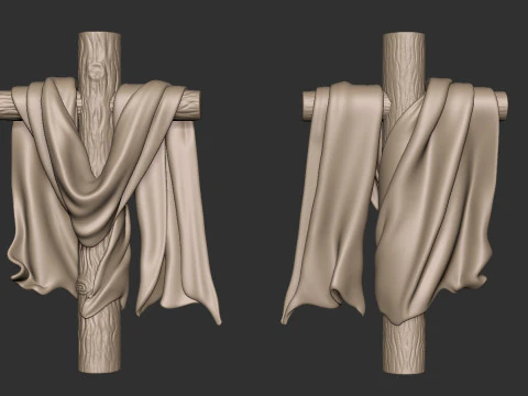 Wooden Cross Low-poly 3D Print Model