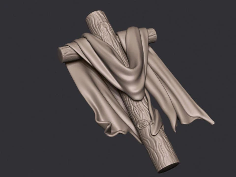 Wooden Cross Low-poly 3D Print Model