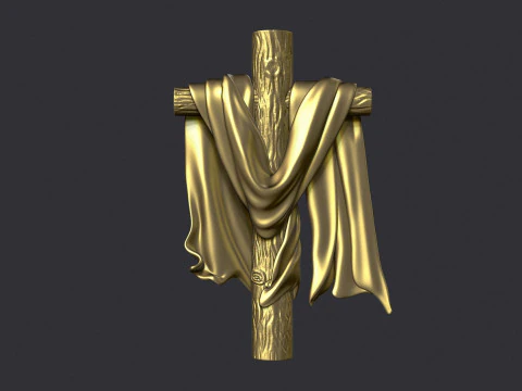 Wooden Cross Low-poly 3D Print Model