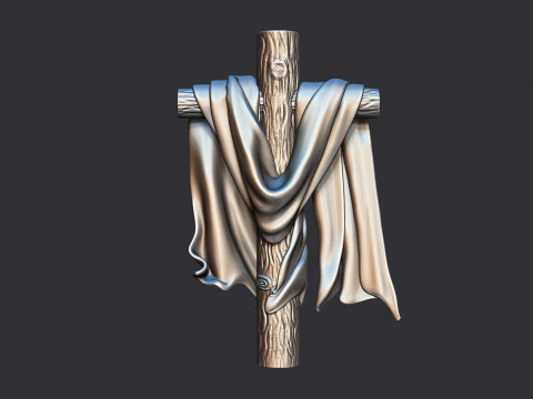 Wooden Cross Low-poly 3D Print Model