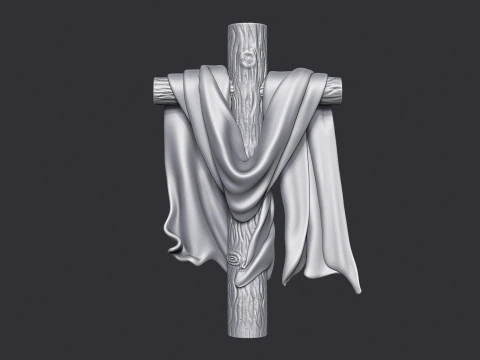 Wooden Cross Low-poly 3D Print Model