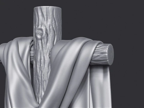 Wooden Cross Low-poly 3D Print Model