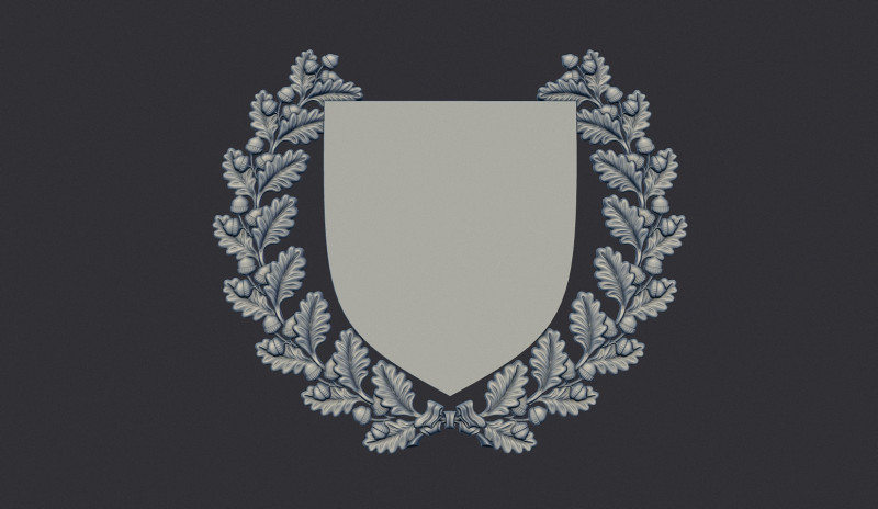 Wreath and Shield 3Dプリントモデル .c4d .max .obj .3ds .fbx .stl .blend 
