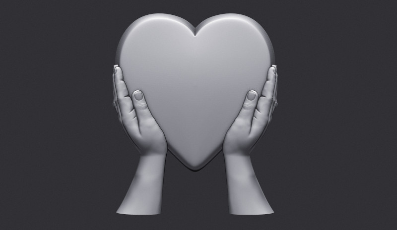 Heart Shaped Tombstone Model Cetak 3D .c4d .max .obj .3ds .fbx .stl .blend